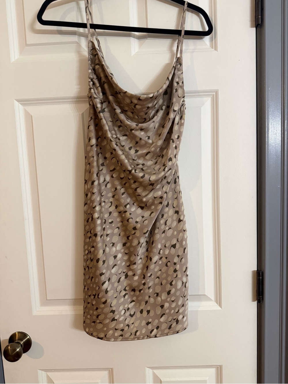 Forever 21 Taupe Spotted Cowl Neck Mini Dress